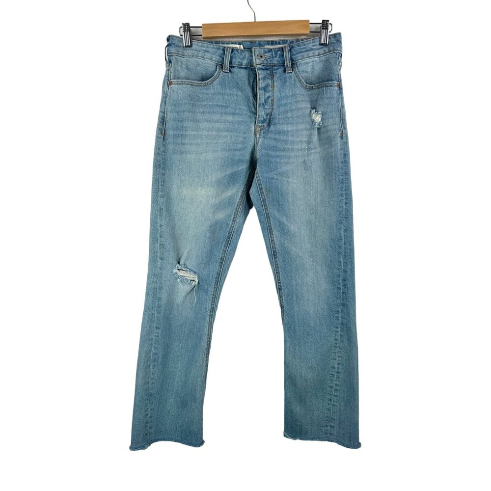 Anthropologie Pilcro Straight leg distressed‎ jeans button fly sz 26